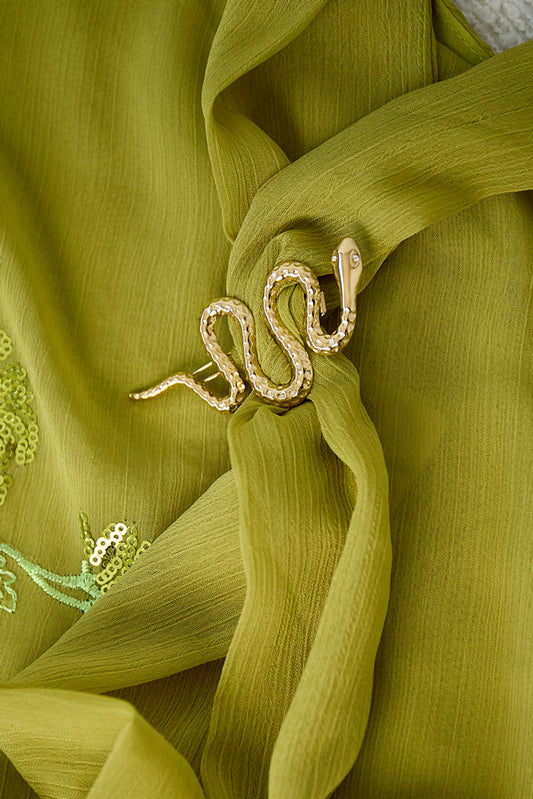 Brooch hairpin snake with stones