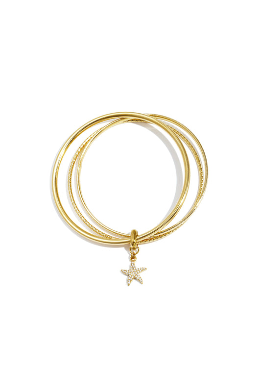 Bangles with hanging flower charm