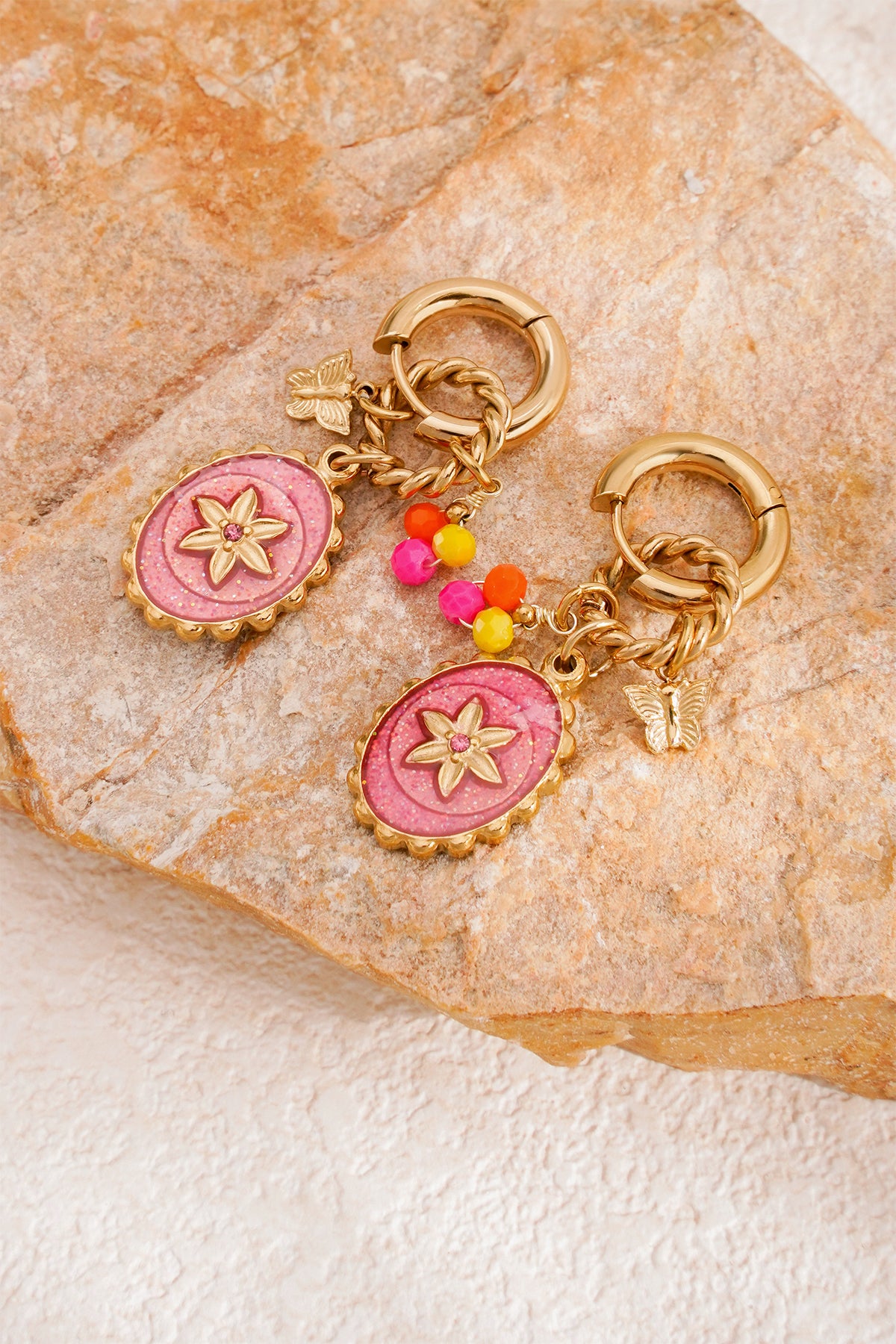 pink stardust earrings