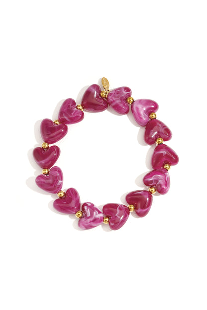 Elastic heart beaded bracelet