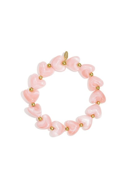 Elastic heart beaded bracelet