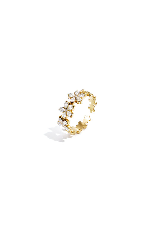 Ring with flowers and stones