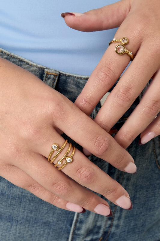 Stainless Steel Statement Rings lines Casual Daily Simple Series Women's jewelry