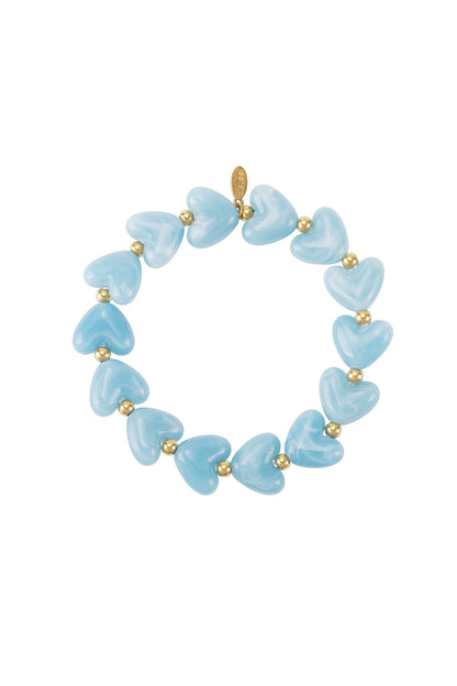 Elastic heart beaded bracelet