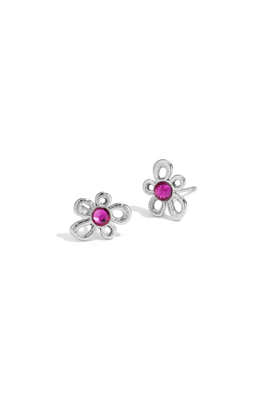 Flower-like shape stud earrings with stone detail