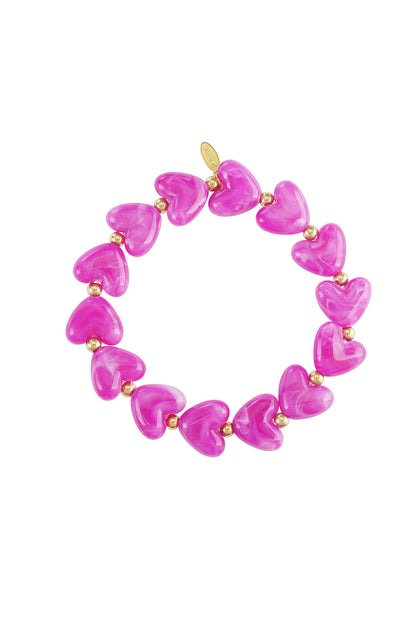 Elastic heart beaded bracelet