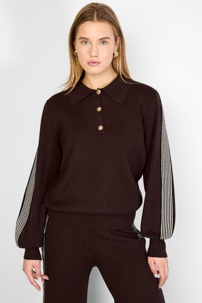 Knitted sweater with stripes