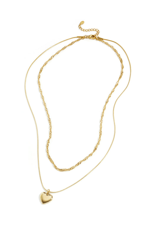 Layered necklace with heart charm